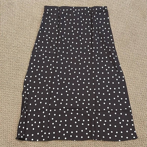 NEW AYR The La Di Da Sicilian Umber Dot Brown Silk Midi Skirt size X-Large - Picture 2 of 12